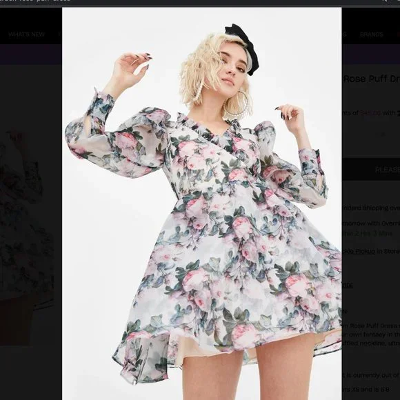 Selkie Garden Mini Puff Baby Doll Dress USA M - Picture 3 of 11